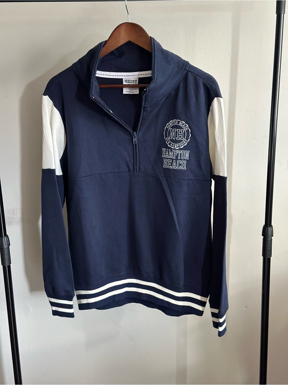 Exist Beach Hampton Beach Quarter Zip Sweatshirt – Size Medium | Navy & Cream - Picture 16 of 16